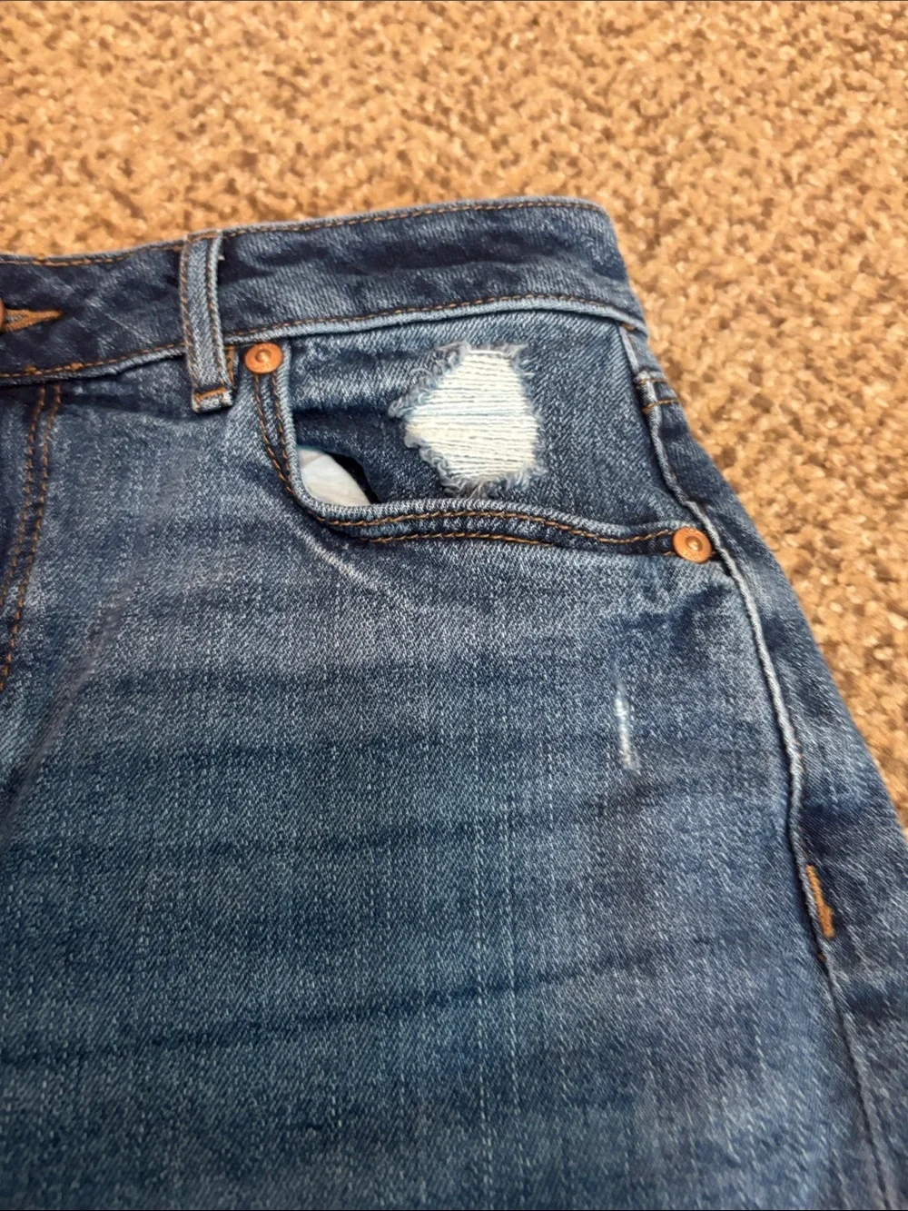 Loft Mini Distressed Denim Skirt 4 - Picture 3 of 7